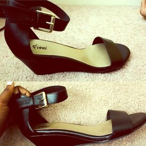 Black single strap heels